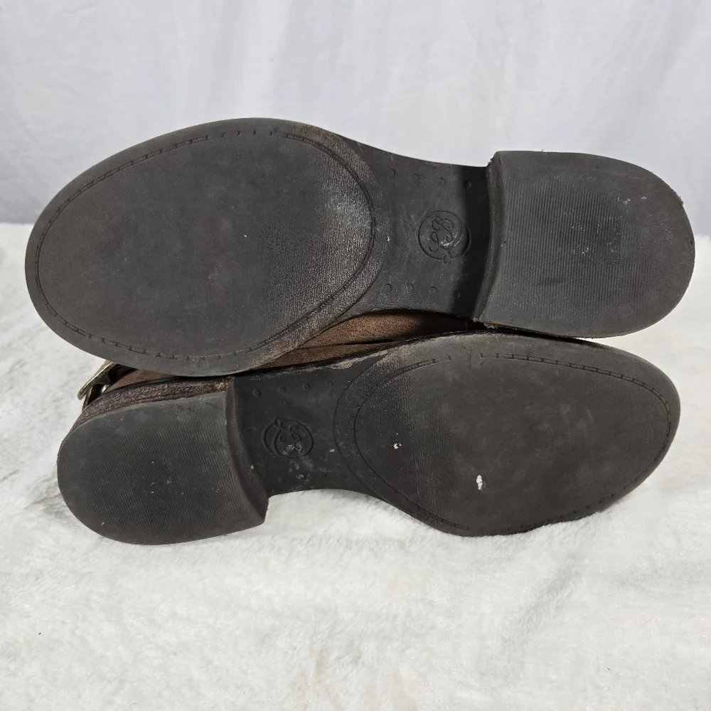 Lucky Brand Norton Leather Buckle Ankle Bootie Brown Pull On Size 7 - Picture 7 of 8